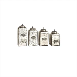 Set Mercury Glass Jars, Distressed with Artistic Finial Lids Organizers Decor Accent 5 5x12.5 Inch l 5 5x11.5 Inch Set Mercury Glass Jars, Distressed with Artistic Finial Lids Organizers Decor Accent 5 5x12.5 Inch l 5 5x11.5 Inch