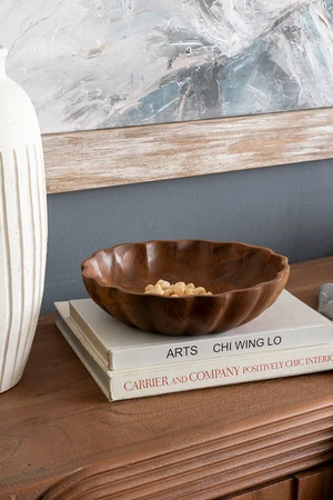 9.8 2.4 Inch Round Shallow Bowl with Earthy Brown Finish, Wood 9.8 2.4 Inch Round Shallow Bowl with Earthy Brown Finish, Wood