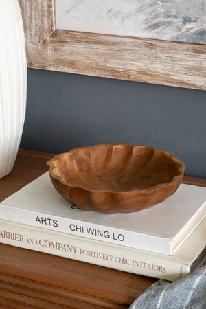 7.9 2 Inch Shallow Bowl with Earthy Brown Finish, Wood 7.9 2 Inch Shallow Bowl with Earthy Brown Finish, Wood