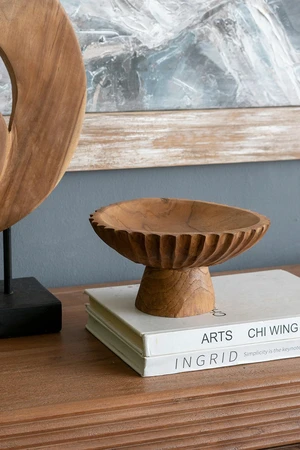 7.9 3.9 Inch Decorative Pedestal Bowl with Brown Finish, Wood 7.9 3.9 Inch Decorative Pedestal Bowl with Brown Finish, Wood