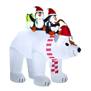 7 ft Polar Bear and Penguins Christmas Inflatable, LED Lighted Outdoor Holiday Blow Yard Decoration, White, Polyester 7 ft Polar Bear and Penguins Christmas Inflatable, LED Lighted Outdoor Holiday Blow Yard Decoration, White, Polyester