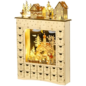 Christmas Advent Calendar, Wooden Holiday Decoration with Countdown Drawers and LED Lights for Kids and Adults Battery Christmas Advent Calendar, Wooden Holiday Decoration with Countdown Drawers and LED Lights for Kids and Adults Battery