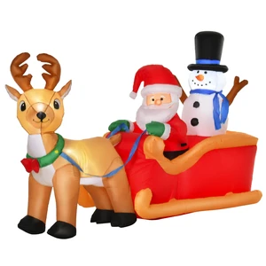 6.5 ft Long Christmas Inflatables Outdoor Decorations Santa Claus Sleigh, Reindeer and Snowman with LED Lights 6.5 ft Long Christmas Inflatables Outdoor Decorations Santa Claus Sleigh, Reindeer and Snowman with LED Lights