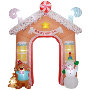Christmas Inflatable Gingerbread Archway, Giant Christmas Inflatables Huge Blow Decorations with LED Lights for Indoor Christmas Inflatable Gingerbread Archway, Giant Christmas Inflatables Huge Blow Decorations with LED Lights for Indoor