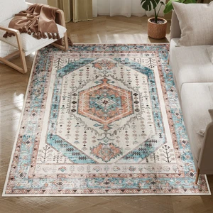 4 Area Rug, Machine Washable Rug Non-Slip Floor Carpet for Living Dining, Brown, Polyester 4 Area Rug, Machine Washable Rug Non-Slip Floor Carpet for Living Dining, Brown, Polyester