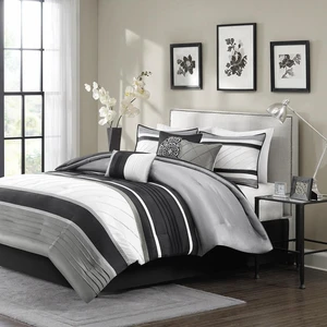 7 Piece Comforter Set Queen, Grey, Polyester, Bedding Sets 7 Piece Comforter Set Queen, Grey, Polyester, Bedding Sets