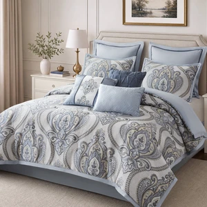 Cal King Jacquard Comforter Set, Blue Multi, Polyester, Bedding Sets Cal King Jacquard Comforter Set, Blue Multi, Polyester, Bedding Sets