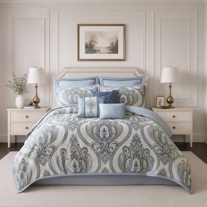 Full Queen Jacquard Comforter Set, Blue Multi, Polyester, Bedding Sets Full Queen Jacquard Comforter Set, Blue Multi, Polyester, Bedding Sets