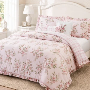 King Comforter Set, Multicolor Pink, Microfiber, Bedding Sets King Comforter Set, Multicolor Pink, Microfiber, Bedding Sets
