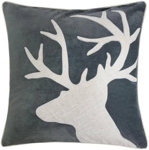 Holiday Reindeer Velvet Accent Pillow 20 and with Insert Set, Gray, Polyester, Blankets Pillows Holiday Reindeer Velvet Accent Pillow 20 and with Insert Set, Gray, Polyester, Blankets Pillows