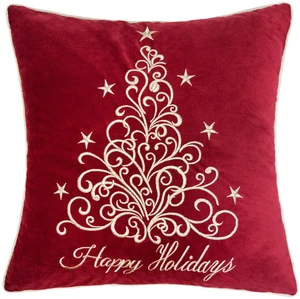 Happy Holidays Embroidered Velvet Throw Pillow 20 Inch Christmas Accent Cushion with Detailing Set, Red Happy Holidays Embroidered Velvet Throw Pillow 20 Inch Christmas Accent Cushion with Detailing Set, Red