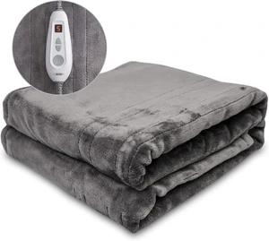 Heated Blanket Inchx, Microplush Flannel Electric Blanket for Heating Levels Heating and 1 Hours Auto Shut, Grey Heated Blanket Inchx, Microplush Flannel Electric Blanket for Heating Levels Heating and 1 Hours Auto Shut, Grey