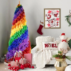 5 ft Rainbow Spiral Christmas Tree, 942tips Colorful PVC Artificial Holiday Tree with Unique Spiral Design Full 5 ft Rainbow Spiral Christmas Tree, 942tips Colorful PVC Artificial Holiday Tree with Unique Spiral Design Full