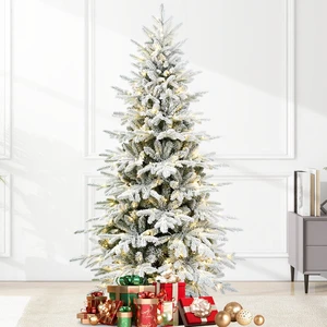 PVC Flocked Artificial Christmas Tree, Tips and Two Color Modes LED Pre Lit Christmas Tree 49 Inch Maximum Diameter PVC Flocked Artificial Christmas Tree, Tips and Two Color Modes LED Pre Lit Christmas Tree 49 Inch Maximum Diameter