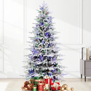 PVC Flocked Artificial Christmas Tree, Tips and Two Color Modes LED Pre Lit Christmas Tree 43 Inch Maximum Diameter PVC Flocked Artificial Christmas Tree, Tips and Two Color Modes LED Pre Lit Christmas Tree 43 Inch Maximum Diameter