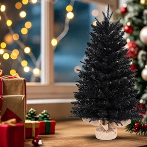 PVC Mix Artificial Christmas Tree, Tips 21 Inch Max Diameter Burlap Base Dual Use Tabletop Decor for Halloween PVC Mix Artificial Christmas Tree, Tips 21 Inch Max Diameter Burlap Base Dual Use Tabletop Decor for Halloween