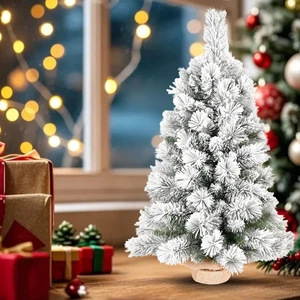 2 ft Flocked and PVC Artificial Christmas Tree, 68tips 16 Inch Max Diameter Burlap Base Tabletop Snowy Xmas Decor 2 ft Flocked and PVC Artificial Christmas Tree, 68tips 16 Inch Max Diameter Burlap Base Tabletop Snowy Xmas Decor