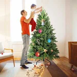 Christmas Tree with PVC Tips Full Bodied Holiday Tree with Hinged Branches, Easy Assembly Stable Metal Stand Xmas Christmas Tree with PVC Tips Full Bodied Holiday Tree with Hinged Branches, Easy Assembly Stable Metal Stand Xmas