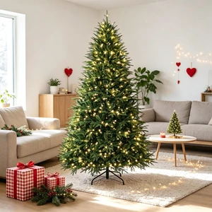 Festive Easy Setup Artificial Christmas Tree, Pre Lit Hinged Artificial Christmas Tree 7 ft Flocked Prelit Green, Metal Festive Easy Setup Artificial Christmas Tree, Pre Lit Hinged Artificial Christmas Tree 7 ft Flocked Prelit Green, Metal