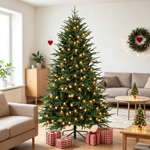 Quick Assembly Pre Lit Holiday Tree, Lush Pre Lit Christmas Tree Festive Christmas Green, Metal and PVC Quick Assembly Pre Lit Holiday Tree, Lush Pre Lit Christmas Tree Festive Christmas Green, Metal and PVC