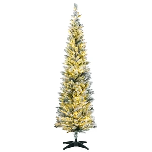 Tall Pre Lit Slim Noble Fir Artificial Christmas Tree with LED Lights and Tips, Christmas Decoration, Green, Plastic Tall Pre Lit Slim Noble Fir Artificial Christmas Tree with LED Lights and Tips, Christmas Decoration, Green, Plastic