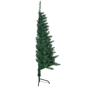 5 ft Half Artificial Christmas Tree Holiday Décor with Branches, Auto Open Steel Base, Green, Plastic 5 ft Half Artificial Christmas Tree Holiday Décor with Branches, Auto Open Steel Base, Green, Plastic