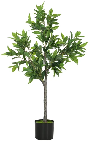 Lifelike Artificial Laurel Tree, Fake Tree with Leaves and Flocked Soil Potted Fake Plant for Decor, Grey Green, Paper Lifelike Artificial Laurel Tree, Fake Tree with Leaves and Flocked Soil Potted Fake Plant for Decor, Grey Green, Paper