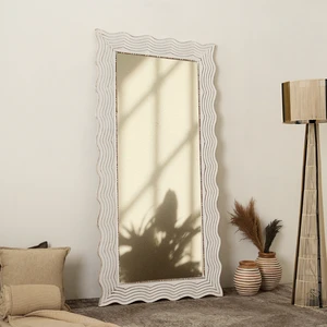 Solid Handcarved Wave Design Rectangle Mirror Inchx, Antique White, Wood and Glass, Wall Mirrors Solid Handcarved Wave Design Rectangle Mirror Inchx, Antique White, Wood and Glass, Wall Mirrors