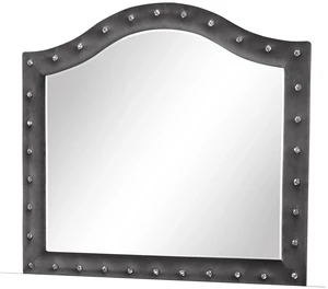 Crystal Tufted Upholstery Mirror Finished with Velvet Fabric Made with in Includes Mirror Only, Gray, Wood, Vanity Crystal Tufted Upholstery Mirror Finished with Velvet Fabric Made with in Includes Mirror Only, Gray, Wood, Vanity