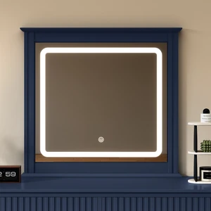 LED Vanity Mirror with Touch Control Colors Brightness Levels Memory Function Vertical Stripe, Blue, Engineered Wood LED Vanity Mirror with Touch Control Colors Brightness Levels Memory Function Vertical Stripe, Blue, Engineered Wood