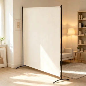 Freestanding Outdoor Privacy Screen, Protection Divider, Beige, Polyester and Steel Freestanding Outdoor Privacy Screen, Protection Divider, Beige, Polyester and Steel