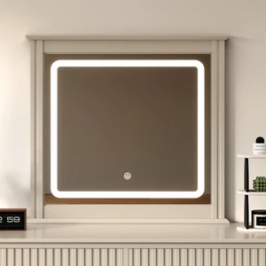 LED Vanity Mirror with Touch Control Colors Brightness Levels Memory Function Vertical Stripe, Beige, Engineered Wood LED Vanity Mirror with Touch Control Colors Brightness Levels Memory Function Vertical Stripe, Beige, Engineered Wood