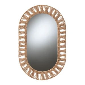 Bohemian Metal and Seagrass Accent Wall Mirror, Brown, Jute Bohemian Metal and Seagrass Accent Wall Mirror, Brown, Jute