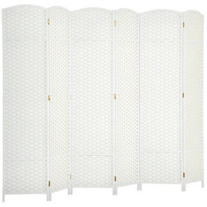 Divider, 6 Panel Folding Privacy Screen Tall Freestanding Wall Partition, White, Cast Lron Divider, 6 Panel Folding Privacy Screen Tall Freestanding Wall Partition, White, Cast Lron