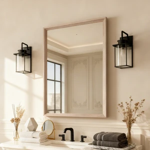 22 Rectangle Effect Wall-Mounted Mirror, Wood, Glass 22 Rectangle Effect Wall-Mounted Mirror, Wood, Glass