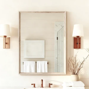 24 Rectangle Effect Wall-Mounted Mirror, Wood, Glass 24 Rectangle Effect Wall-Mounted Mirror, Wood, Glass