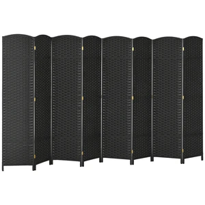 Divider, 8 Panel Folding Privacy Screen Tall Freestanding Wall Partition, Black, Polypropylene Divider, 8 Panel Folding Privacy Screen Tall Freestanding Wall Partition, Black, Polypropylene