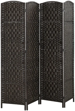 Divider 4 Panel, Tall Folding Privacy Screen Freestanding Hand Woven Partition for Separation with 360° Hinges Paper Divider 4 Panel, Tall Folding Privacy Screen Freestanding Hand Woven Partition for Separation with 360° Hinges Paper