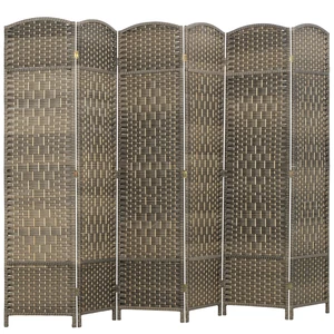 Divider, 6 ft 6 Panel Folding Privacy Screen Hand Woven Wall Partition with Wood Frame Freestanding Separator Divider, 6 ft 6 Panel Folding Privacy Screen Hand Woven Wall Partition with Wood Frame Freestanding Separator