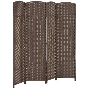 Divider, 6 ft 4 Panel Folding Privacy Screen Hand Woven Wall Partition with Wood Frame Freestanding Separator Divider, 6 ft 4 Panel Folding Privacy Screen Hand Woven Wall Partition with Wood Frame Freestanding Separator