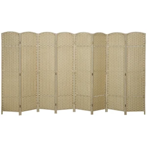 Divider, 8 Panel Folding Privacy Screen Tall Freestanding Wall Partition, Beige, Polypropylene Divider, 8 Panel Folding Privacy Screen Tall Freestanding Wall Partition, Beige, Polypropylene