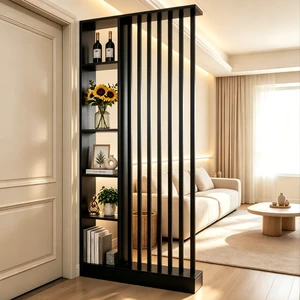 Freestanding Divider with Storage Shelves, Slatted Partition Bookcase Decorative Privacy Screen Divider for Living Freestanding Divider with Storage Shelves, Slatted Partition Bookcase Decorative Privacy Screen Divider for Living