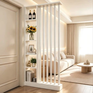 Freestanding Divider with Storage Shelves, Slatted Partition Bookcase Decorative Privacy Screen Divider for Living Freestanding Divider with Storage Shelves, Slatted Partition Bookcase Decorative Privacy Screen Divider for Living