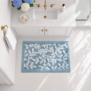 21 34 Inch Cotton Tufted Bath Rug, Blue, Rugs 21 34 Inch Cotton Tufted Bath Rug, Blue, Rugs