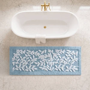 24 60 Inch Cotton Tufted Bath Rug, Blue, Rugs 24 60 Inch Cotton Tufted Bath Rug, Blue, Rugs