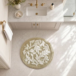 25 Inch Cotton Tufted Bath Rug, Natural, Rugs 25 Inch Cotton Tufted Bath Rug, Natural, Rugs