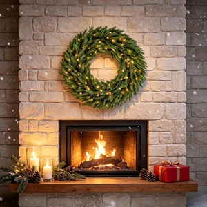 36 in Pre Lit Norwegian Spruce Christmas Wreath with LED Lights, Holiday Front Door Decoration, Green, Plastic 36 in Pre Lit Norwegian Spruce Christmas Wreath with LED Lights, Holiday Front Door Decoration, Green, Plastic
