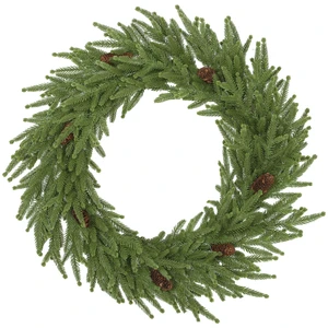 24 Inch Christmas Wreath with Cones, Artificial Norfolk Wreath with Realistic Branches for Door Wall Window Indoor 24 Inch Christmas Wreath with Cones, Artificial Norfolk Wreath with Realistic Branches for Door Wall Window Indoor