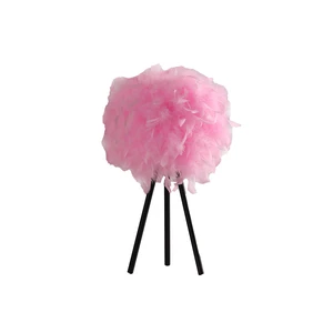 20.5 Inch in Feather Shade Tripod Metal Table Lamp, Pink, Polyester, Lighting Lamps 20.5 Inch in Feather Shade Tripod Metal Table Lamp, Pink, Polyester, Lighting Lamps