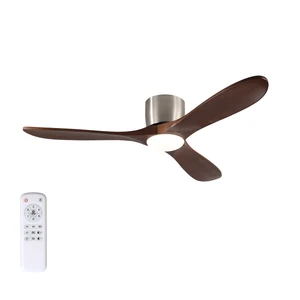 52 Inch Ceiling Fan, 3 Light Blades Remote Control Reversible Motor for Living, Nickel Sand Walnut, Wood and Metal 52 Inch Ceiling Fan, 3 Light Blades Remote Control Reversible Motor for Living, Nickel Sand Walnut, Wood and Metal